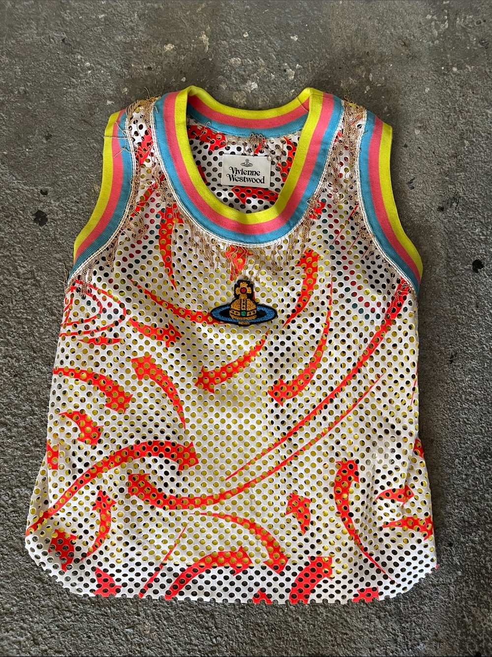 Vivienne Westwood AW22 Andreas Vest Mesh Orb Print XS EU 34 UK 6 U BRAND NEW